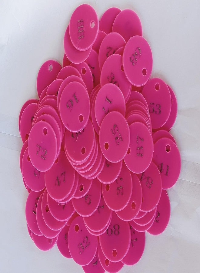 موريل عملة معدنية بلاستيكية مرقمة من 1 إلى 100 مع ثقب وحامل فولاذي، عملة طبيب للعيادات والمتاجر والمراكز التجارية والطوابير والمطاعم والمعارض (وردي) (PINK-1TO100-WITH-STEEL-STAND) - Image 3